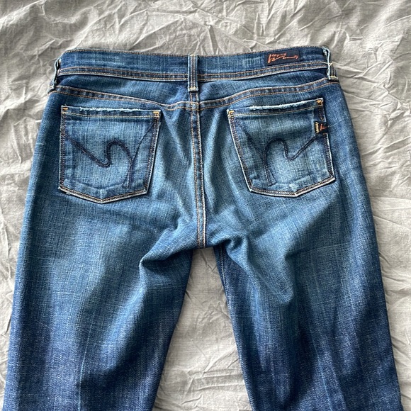 Citizens of Humanity Ingrid Jean Size 25 Flare Wide Leg Denim Blue Dark 10" Rise - Picture 2 of 3